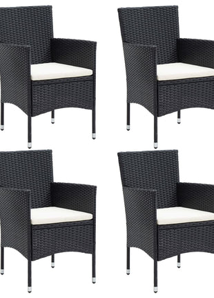 Tuinstoelen 4 st poly rattan zwart