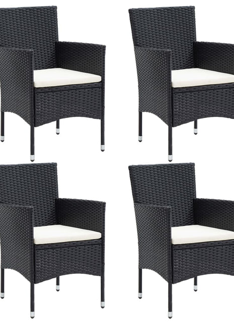 Tuinstoelen 4 st poly rattan zwart