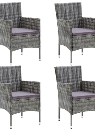 Tuinstoelen 4 st poly rattan grijs
