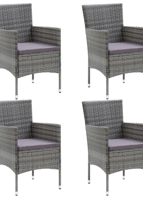 Tuinstoelen 4 st poly rattan grijs