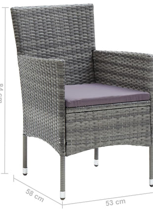 Tuinstoelen 4 st poly rattan grijs
