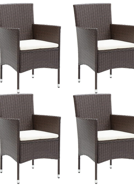 Tuinstoelen 4 st poly rattan bruin