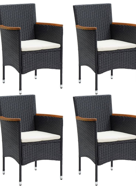 Tuinstoelen 4 st poly rattan zwart