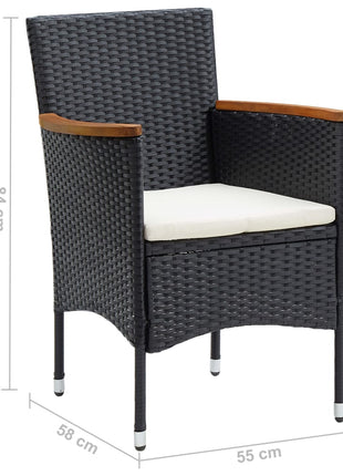 Tuinstoelen 4 st poly rattan zwart