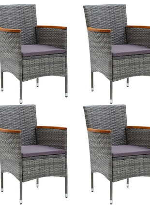Tuinstoelen 4 st poly rattan grijs