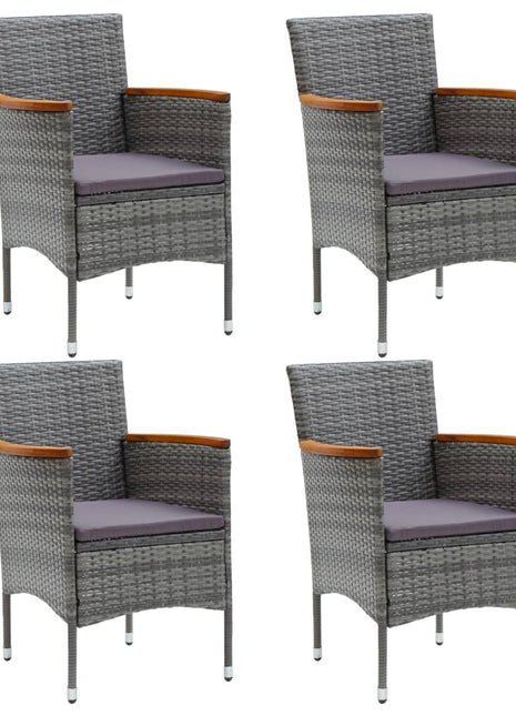 Tuinstoelen 4 st poly rattan grijs