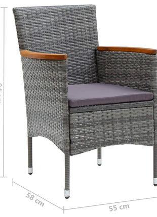 Tuinstoelen 4 st poly rattan grijs