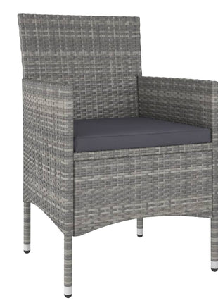 4-delige Tuinstoelen- en voetenbankenset poly rattan grijs
