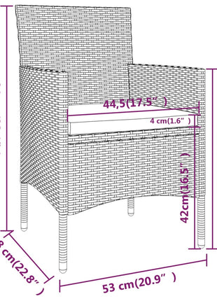 4-delige Tuinstoelen- en voetenbankenset poly rattan grijs