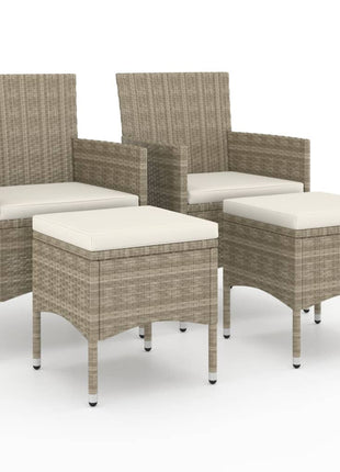 4-delige Tuinstoelen- en voetenbankenset poly rattan beige