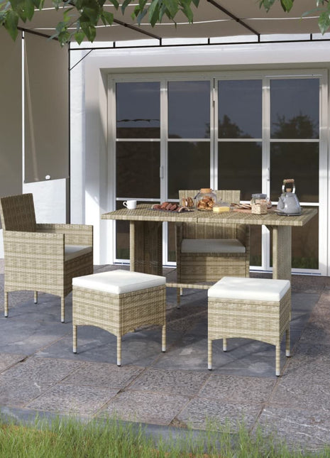 4-delige Tuinstoelen- en voetenbankenset poly rattan beige
