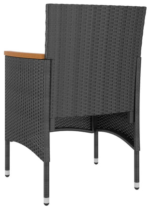 4-delige Tuinstoel- en voetenbankset poly rattan zwart