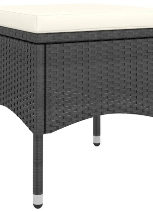 4-delige Tuinstoel- en voetenbankset poly rattan zwart