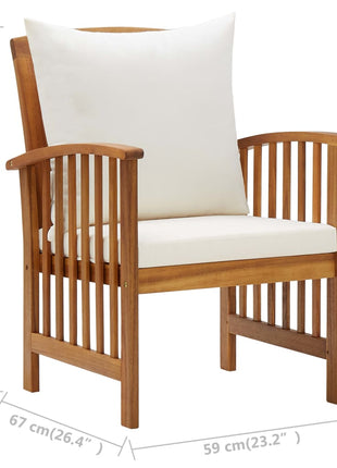 Tuinstoelen 2 st met kussens massief acaciahout