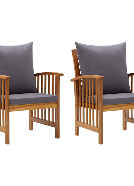 Tuinstoelen 2 st met kussens massief acaciahout