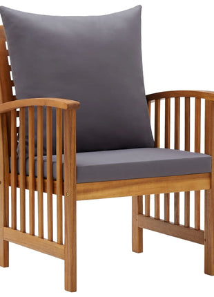 Tuinstoelen 2 st met kussens massief acaciahout