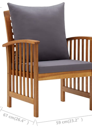 Tuinstoelen 2 st met kussens massief acaciahout