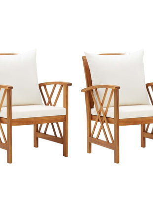Tuinstoelen 2 st met kussens massief acaciahout