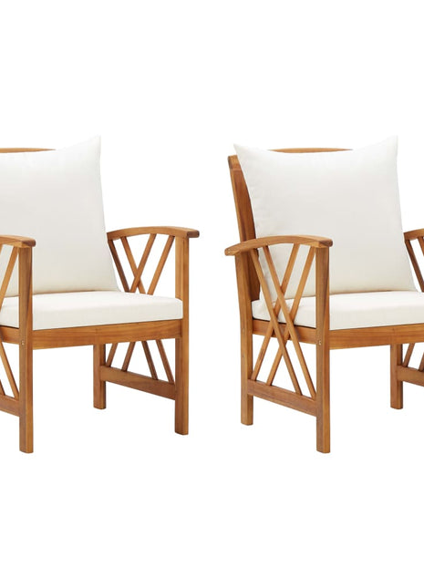 Tuinstoelen 2 st met kussens massief acaciahout