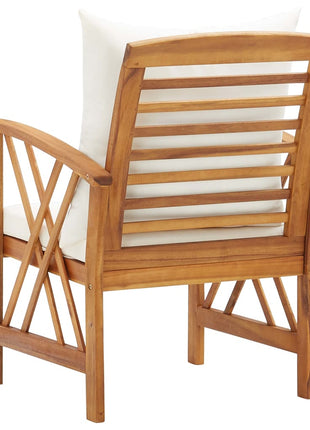Tuinstoelen 2 st met kussens massief acaciahout