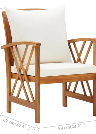 Tuinstoelen 2 st met kussens massief acaciahout