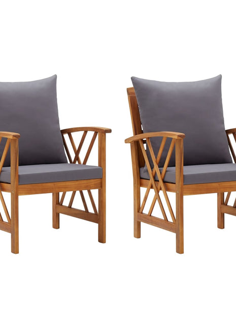 Tuinstoelen 2 st met kussens massief acaciahout