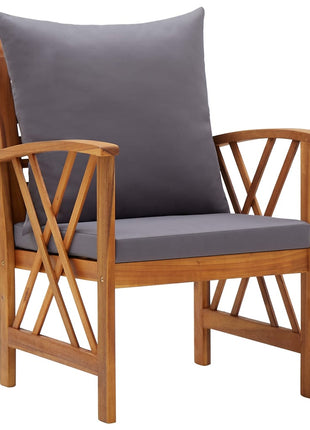 Tuinstoelen 2 st met kussens massief acaciahout