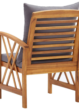 Tuinstoelen 2 st met kussens massief acaciahout