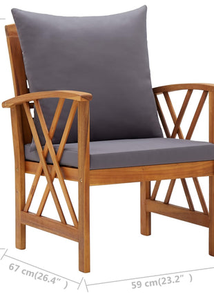 Tuinstoelen 2 st met kussens massief acaciahout