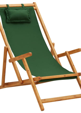 Strandstoel inklapbaar massief eucalyptushout en stof groen