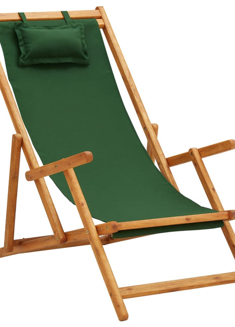 Strandstoel inklapbaar massief eucalyptushout en stof groen