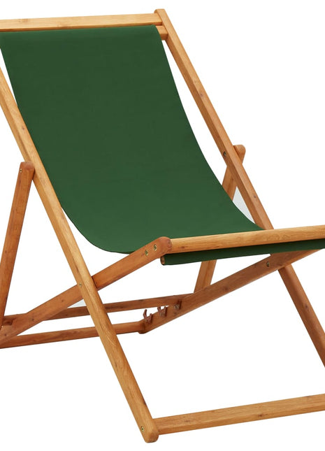 Strandstoel inklapbaar eucalyptushout en stof groen