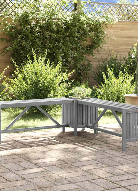 Tuinhoekbank Met Plantenbak 117 Cm Massief Acaciahout Grijs
