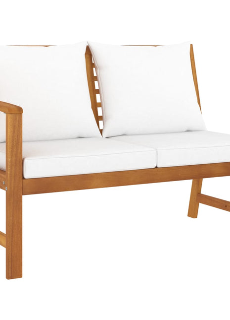 Tuinbank met crèmekleurig kussen 114,5 cm massief acaciahout