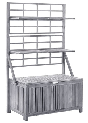 Opbergbox met latwerk 99x55x160 cm massief acaciahout grijs