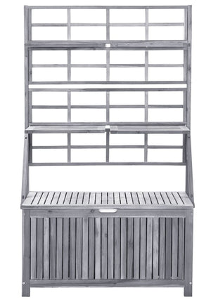 Opbergbox met latwerk 99x55x160 cm massief acaciahout grijs