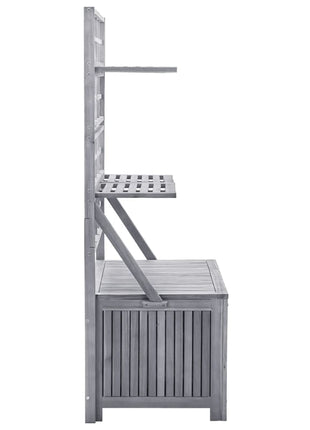Opbergbox met latwerk 99x55x160 cm massief acaciahout grijs