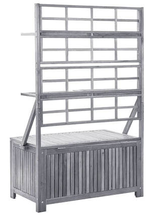 Opbergbox met latwerk 99x55x160 cm massief acaciahout grijs