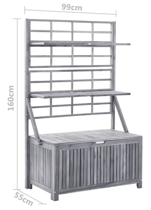 Opbergbox met latwerk 99x55x160 cm massief acaciahout grijs