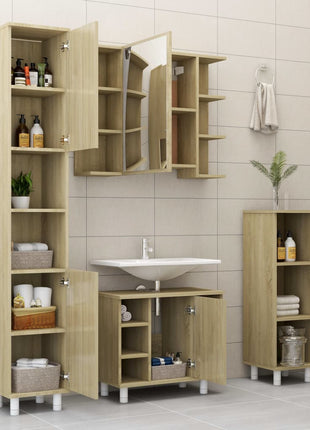 Badkamerkast 30x30x95 cm spaanplaat sonoma eikenkleurig