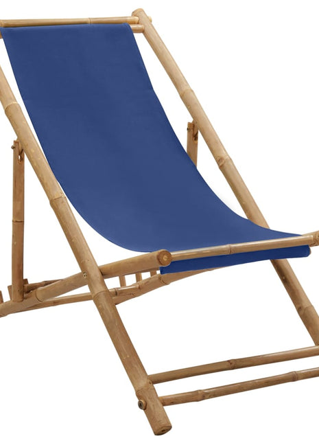 Ligstoel Bamboe En Canvas