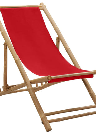 Ligstoel Bamboe En Canvas