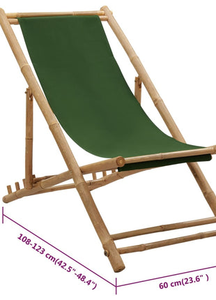 Ligstoel Bamboe En Canvas