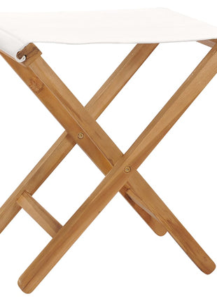 Stoelen inklapbaar 2 st massief teakhout en stof crèmewit