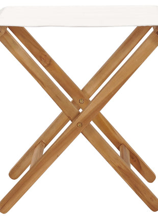 Stoelen inklapbaar 2 st massief teakhout en stof crèmewit