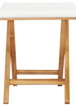 Stoelen inklapbaar 2 st massief teakhout en stof crèmewit