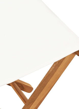 Stoelen inklapbaar 2 st massief teakhout en stof crèmewit