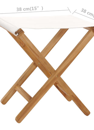 Stoelen inklapbaar 2 st massief teakhout en stof crèmewit