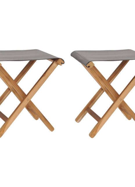 Stoelen inklapbaar 2 st massief teakhout en stof donkergrijs