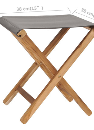 Stoelen inklapbaar 2 st massief teakhout en stof donkergrijs